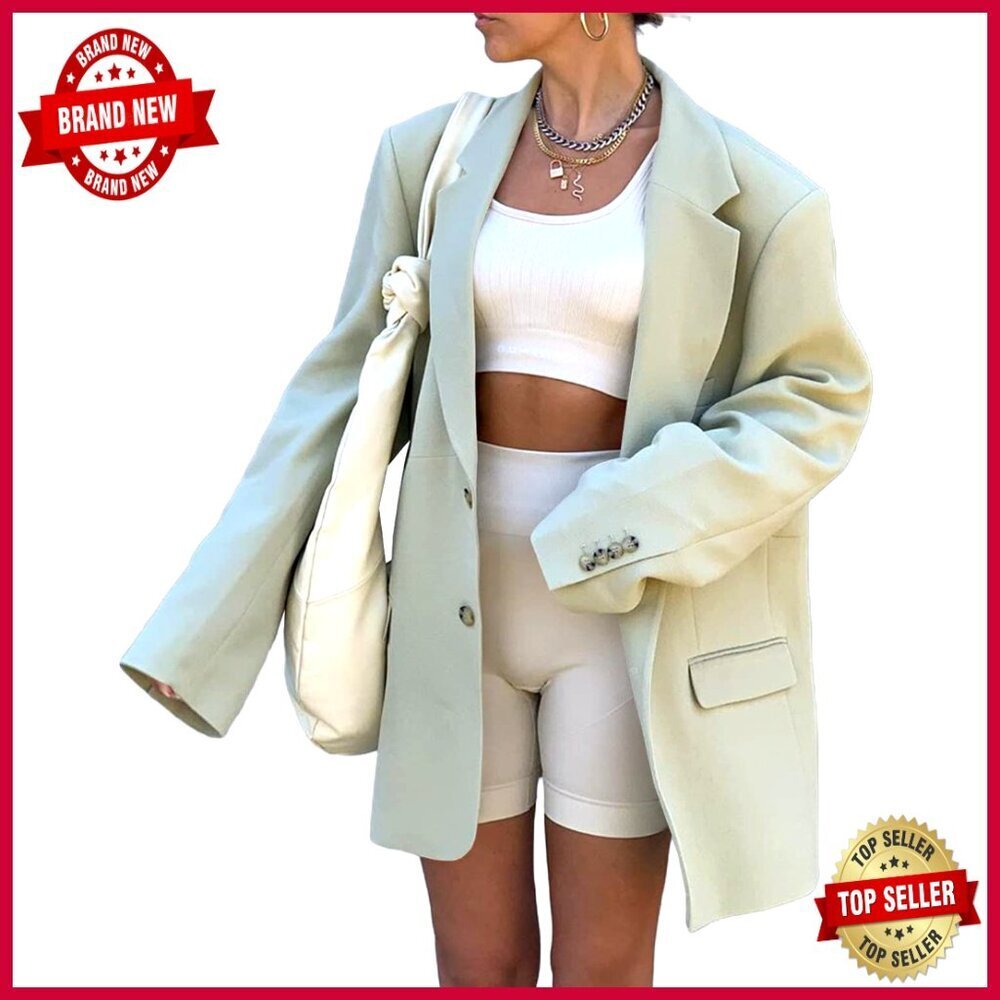 Oversized Lapel Blazer Long Sleeve Modern Fit Office Casual Jacket
